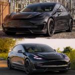 Tesla Model 3 2017-2023 Front Bumper Lip Gloss Black ABS 3PCS