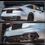 Audi S7 A7 Sline C8 2019-2022 Rear Bumper Diffuser Valance Lip with Exhaust Pipes Dry Carbon Fiber