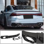 Audi S7 A7 Sline C8 2019-2022 Rear Bumper Diffuser Valance Lip with Exhaust Pipes Dry Carbon Fiber