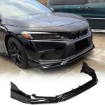 Gloss Black Front Lip Spoiler Compatible with Honda Civic Sedan 2022-2024 PP Car Front Bumper Lower Spoiler Lip Splitter Body Kit Trim Protection 4PCS