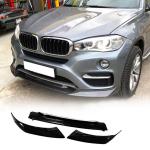 Gloss Black Front Bumper Lip for BMW F16 X6 Standard Bumper 2014-2018 Fiberglass Front Chin Spoiler Splitter Protector (3PCS)