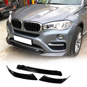 Gloss Black Front Bumper Lip for BMW F16 X6 Standard Bumper 2014-2018 Fiberglass Front Chin Spoiler Splitter Protector (3PCS)
