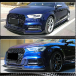 Audi S3 A3 Sline 8V.5 Sedan 2017-2020 Front Bumper Lip Carbon Fiber