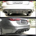 Infiniti Q50 Q50S 2018-2022 Carbon Fiber Rear Bumper Diffuser Lip W/ LED Brake Light