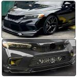 Gloss Black Front Lip Spoiler Compatible with Honda Civic Sedan 2022-2024 PP Car Front Bumper Lower Spoiler Lip Splitter Body Kit Trim Protection 4PCS