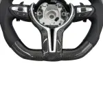 BMW Universal M5 M6 F10 F20 F22 F30 F32 F36 F06 F07 E70 Custom F8x M2 M3 M4 Car Steering Wheel Full Set Carbon Fiber (Paddles+Buttons+Carbon fiber Trim Cover+Flat Bottom)