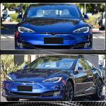 Tesla Model S 2014-2020 Headlight Eyebrows Lamp Eyelids Carbon Fiber