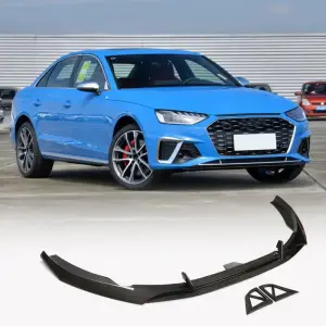 Audi S4 A4 Sline B9 Sedan Facelift 2020 2021 Front Bumper Lip Carbon Fiber