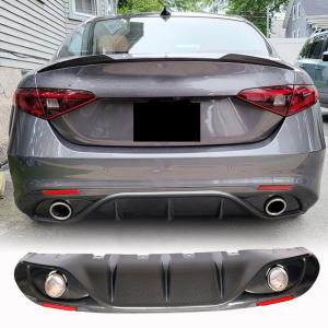 Alfa Romeo Giulia 952 Base 2015-2020 Rear Bumper Diffuser Carbon Fiber W/ Exhaust Tips Tailpipe