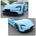 Gloss Black Front Bumper Lip Splitters for Porsche Taycan 2019-2025 | ABS Front Chin Spoiler Splitter Protector Auto Parts Anti-Collision Protection