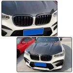 Carbon fiber Front Kidney Grille Racing Grill Compatible with BMW X3 G01 X4 G02 X3M F97X4M F98 2019-2022 Front Hood Grille Cover Trim Black Dual Slats