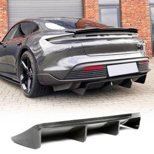 Dry Carbon Fiber Rear Diffuser Compatible with Porsche Taycan 4S Base Sedan 4-Door 2019-2024 Auto Rear Lower Bumper Lip Spoiler Body Kit 3pcs