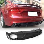 Carbon Fiber Rear Bumper Diffuser Dual Exhaust Lip for Audi 2011-2014