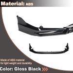 Gloss Black Front Lip Spoiler Compatible with Honda Civic Sedan 2022-2024 PP Car Front Bumper Lower Spoiler Lip Splitter Body Kit Trim Protection 4PCS