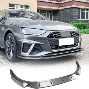 S4 Carbon Look Front Bumper Lip for Audi A4 S4 B9.5 Sline 2020-2024 3PCS | Lower Chin Spoiler Splitter Air Dam Body Kit Trim Tape-On No modification