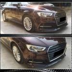 Audi S3 A3 Sline 8V.5 Hatchback 2017-2019 Front Bumper Lip Carbon Fiber