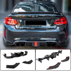 BMW 2 Series F87 M2 M2C 2016-2020 Rear Bumper Diffuser Splitters With LED Brake Light Carbon Fiber