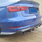 Audi S3 A3 Sline 8V Sedan Pre-facelift 2014-2016 Rear Bumper Diffuser Carbon Fiber