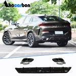 BMW X6 G06 23-24 Rear Bumper Diffuser with Tail Pipe Tips Glossy Black ABS