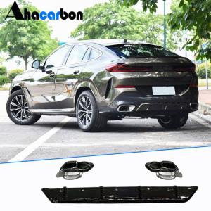 BMW X6 G06 23-24 Rear Bumper Diffuser with Tail Pipe Tips Glossy Black ABS