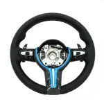 BMW Universal M Series F Series X3 F25 / X4 F26 / X5 F15 / X6 F16 & more Steel Fork Design Steering Wheel with Carbon Fiber trim cover Red/Blue (Paddles+Buttons+Carbon fiber Trim Cover+Flat Bottom)