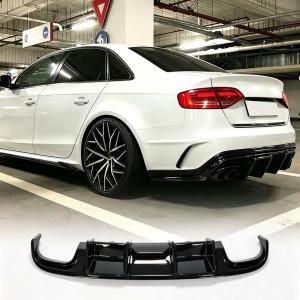 Gloss Black ABS Rear Diffuser for Audi S4 B8 2008 2009 2010 2011 2012 | Stylish Rear Bumper Diffuser Self‑Tapping Screws Mount for Audi S4 B8 08‑12, Professional Installation Suggested