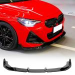 Gloss Black Front Lip Spoiler Compatible with BMW 2-Serie G42 220i 230i M240i Coupe M Sport Bumper 2021-2023 ABS Car Front Bumper Lip Body Kit Trim Protection