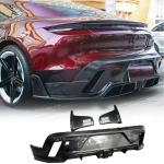 Carbon Fiber Rear Diffuser Compatible with Porsche Taycan Turbo S Sedan 4-Door 2019-2024 Auto Rear Lower Bumper Lip Spoiler Body Kit 3pcs