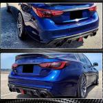 Infiniti Q50 Q50S 2018-2022 Carbon Fiber Rear Bumper Diffuser Lip W/ LED Brake Light