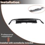 Rear Diffuser Compatible with Audi A4 B8 2009 2010 2011 2012 Replacement PU Rear Bumper Lip Diffuser Body Kit (with Bright Ribbon)