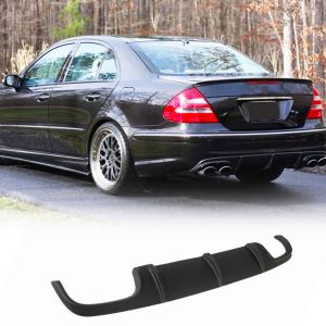 Matte Black Rear Diffuser Fits for Mercedes-Benz E-Class W211 E55 AMG Sedan 2002-2006 Fiberglass Rear Lower Bumper Lip Spoiler Body Kit Factory Outlet