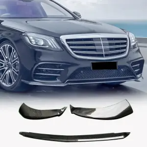Mercedes Benz S Class W222 Sport Sedan 4-Door 2018-2022 Front Bumper Lip Carbon Fiber