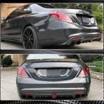 Mercedes Benz W222 Sport S63 AMG Pre-facelift 2014-2017 Rear Bumper Diffuser With Exhaust Pipe Tips Carbon Fiber