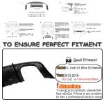 S3 Carbon Fiber Rear Diffuser Compatible with Audi A3 Sline S3 Sedan 2013-2016 Lower Bumper Lip Spoiler Body Kit Factory Outlet with Light (Not for Base Model)
