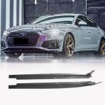 2020–2021 Audi S5 Sportback B9.5 Carbon Fiber Side Skirt Extensions with Rear Fins
