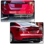 Carbon Fiber Rear Diffuser Fits for Tesla Model S Plaid 2021-2024 Sedan 4 Door Air Dam Lower Bumper Lip Spoiler Valance Protector Lip Bumper Diffuser Factory Outlet