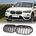 Carbon fiber Front Kidney Grille Racing Grill Compatible with BMW X1 F48 F49 2016-2019 xDrive28i&sDrive28i Front Hood Grille Cover Trim Black