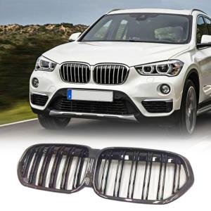 Carbon fiber Front Kidney Grille Racing Grill Compatible with BMW X1 F48 F49 2016-2019 xDrive28i&sDrive28i Front Hood Grille Cover Trim Black