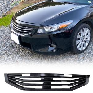 Gloss Black Front Bumper Hood Grille Compatible with Honda Accord 2Dr Coupe 2008-2010 Front Kidney Grille