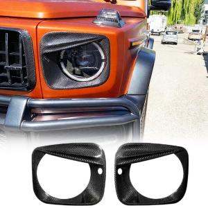 Carbon Fiber Headlight Eyelid Covers for Mercedes Benz G-Class W464 G500 G63 AMG 2019-2024 Front Headlamp Eyebrows Eyelid Decoration Cover Trim Factory Outlet