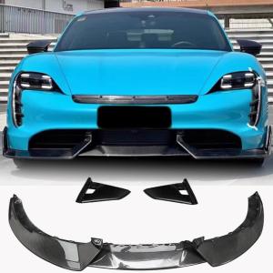 Porsche Taycan Turbo S 9J1 Sedan 2019-2024 Front Bumper Lip Carbon Fiber
