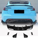 Tesla Model 3 2023-2025 Rear Bumper Diffuser Glossy Black ABS