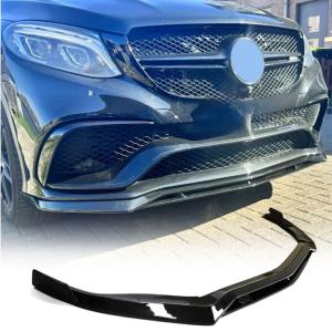 Gloss Black Front Bumper Lip for Benz GLE63 AMG 2015-2018 | MCARCAR KIT For Mercedes Fiberglass AMG Sport Utility Front Chin Spoiler Splitter Protector Factory Outlet(4pcs/Set)