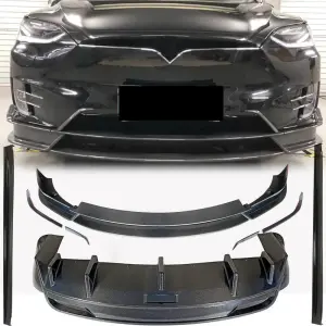 Tesla Model X 2016-2020 Front Bumper Lip Side Skirts Rear Diffuser Carbon Fiber