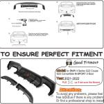 G22 Carbon Fiber Rear Diffuser Compatible with BMW 4 Series G22 G23 430i M440i 2021-2026 Lower Bumper Lip Spoiler Body Kit(with Splitters and LED)