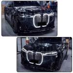 iX Front Bumper Kidney Grille Frame for BMW iX xDrive50 M60 2022-2025 | ABS Gloss Black Grille Outer Frame W/LED