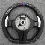 BMW Universal M5 M6 F10 F20 F22 F30 F32 F36 F06 F07 E70 Custom F8x M2 M3 M4 Car Steering Wheel Full Set Carbon Fiber (Paddles+Buttons+Carbon fiber Trim Cover+Flat Bottom)