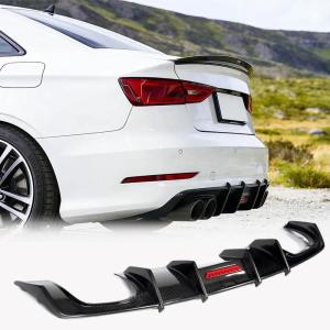 Audi A3 Sline S3 2013-2016 Rear Bumper Diffuser with LED Carbon Fiber