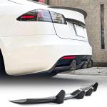 Carbon Fiber Rear Diffuser Fits for Tesla Model S Plaid 2021-2024 Sedan 4 Door Air Dam Lower Bumper Lip Spoiler Valance Protector Lip Bumper Diffuser Factory Outlet