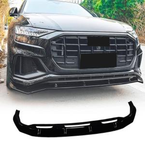 Gloss Black Front Lip for Audi Q8 SQ8 Sline Sport Utility 4-Door 2019-2023 | ABS Plastic Front Chin Spoiler Splitter Protector Auto Parts Anti-Collision Protection